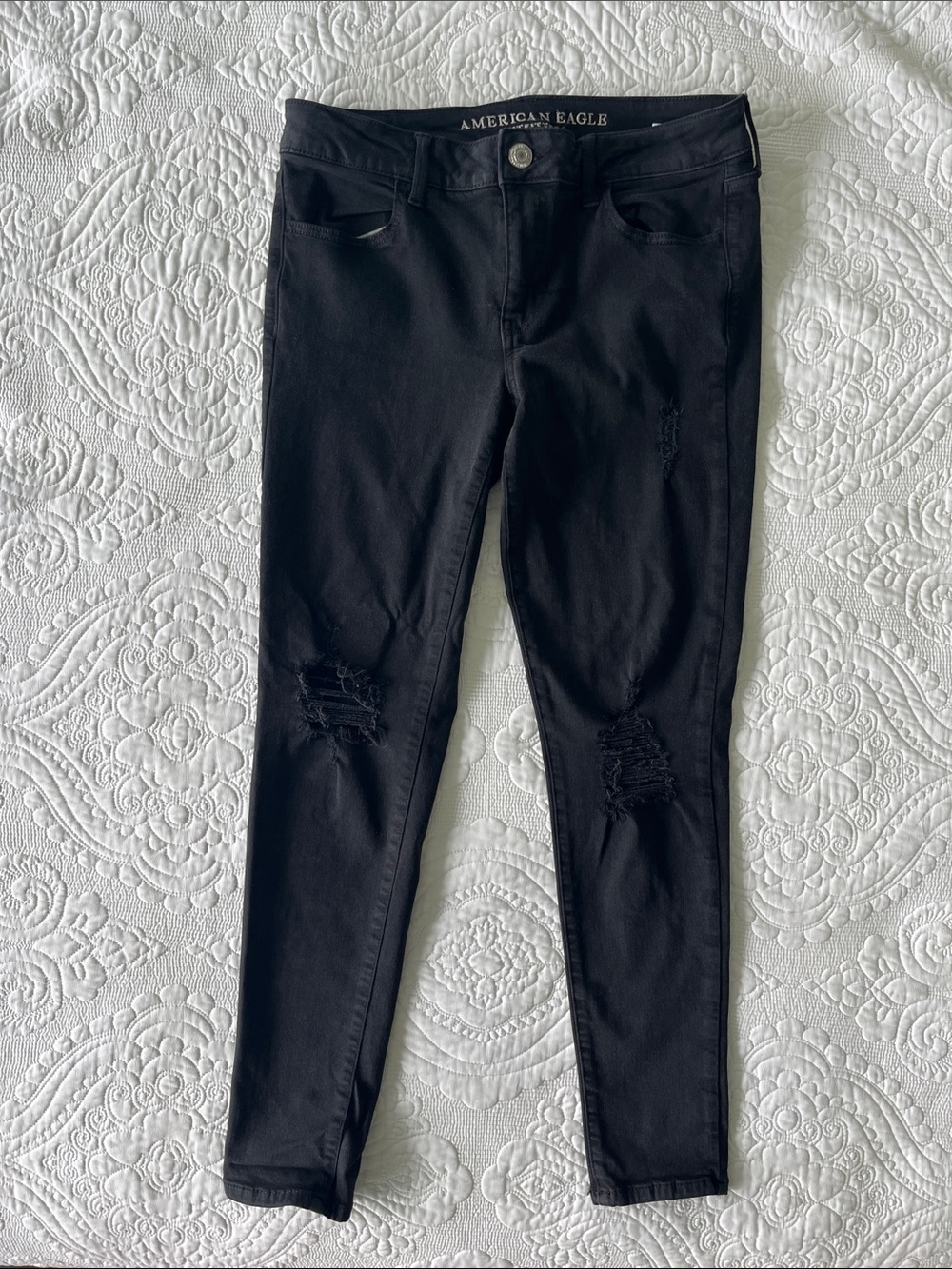 American Eagle Outfitters Black Skinny Distressed Jeans